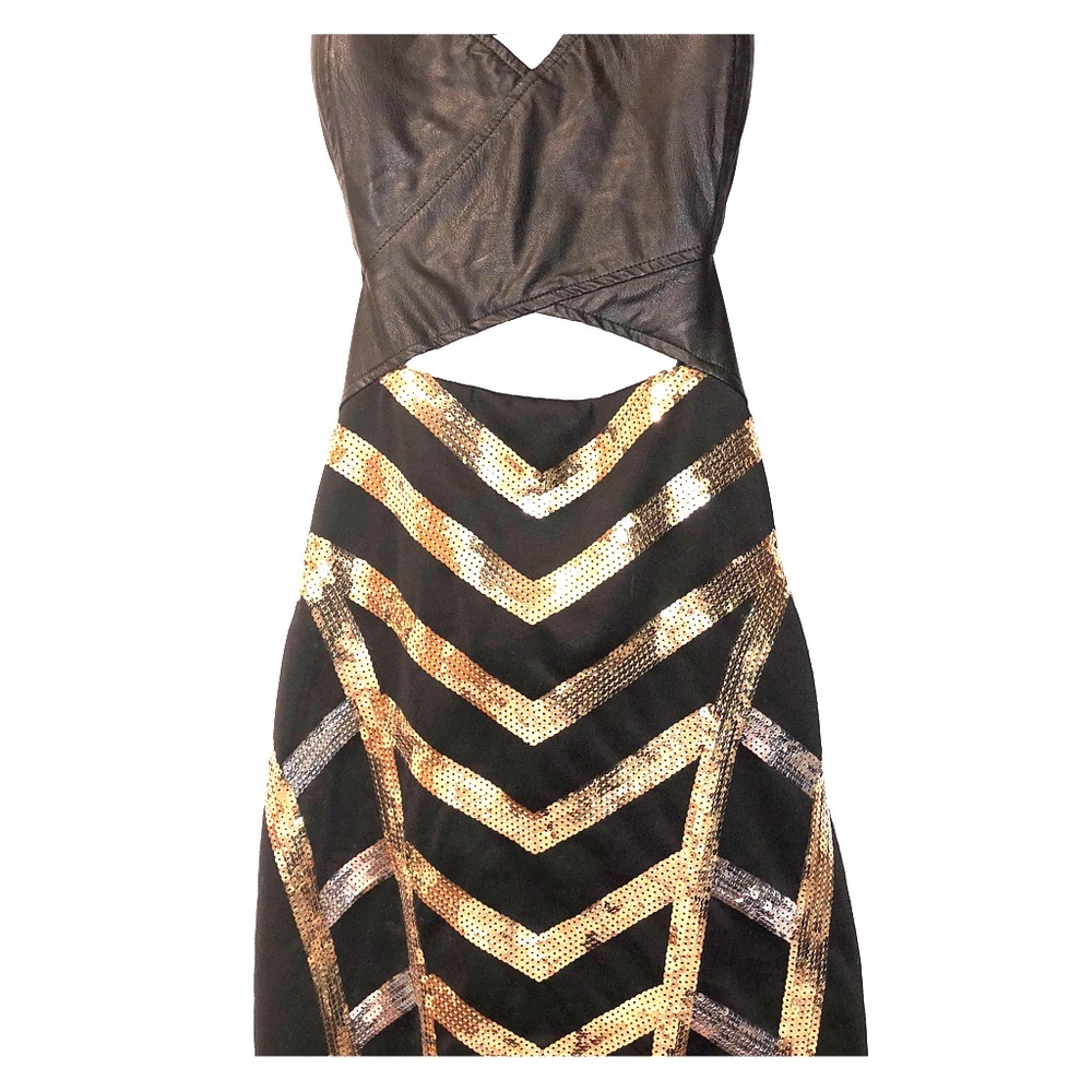 Black sparkly / leather club dress